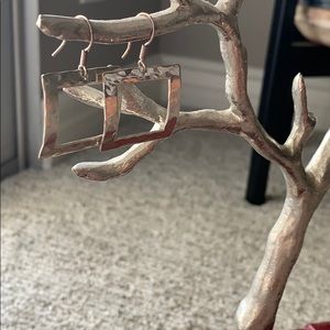 A fun pair of square hammered silver earrings